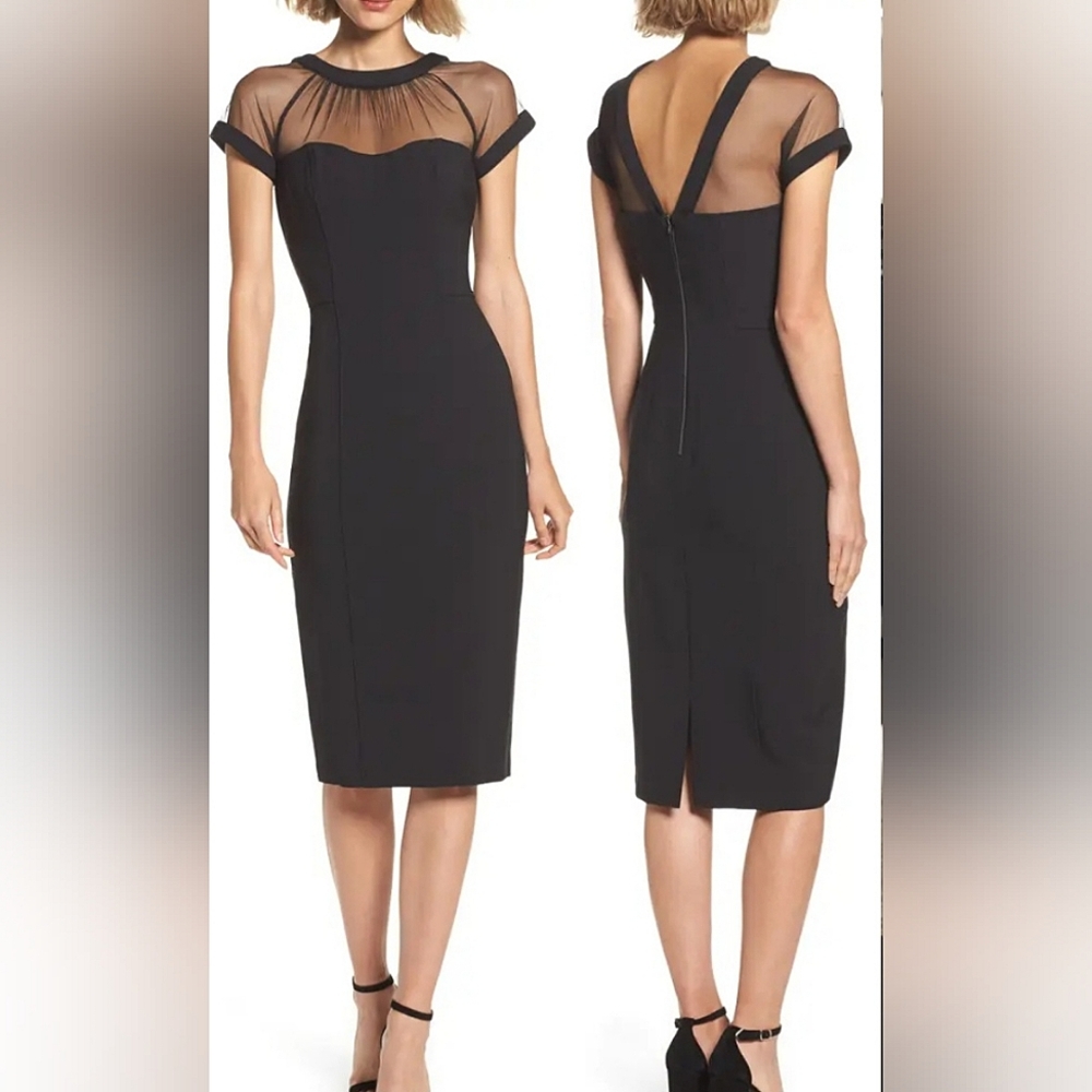 Maggy London - Illusion Yoke Crepe Cocktail Dress - Size 6